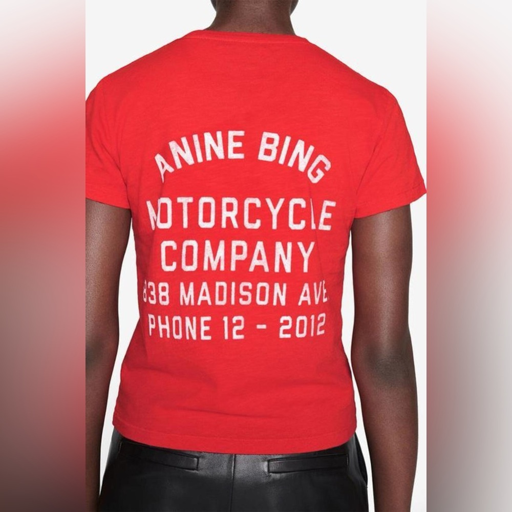 Anine Bing Red Short Sleeve Tee